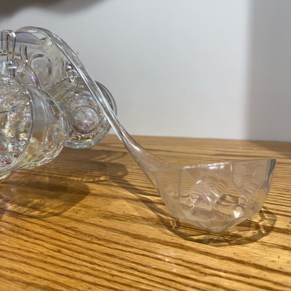 Indiana Glass Iridescent Punch Bowl Set with Clear Cups - Picture 3 of 10